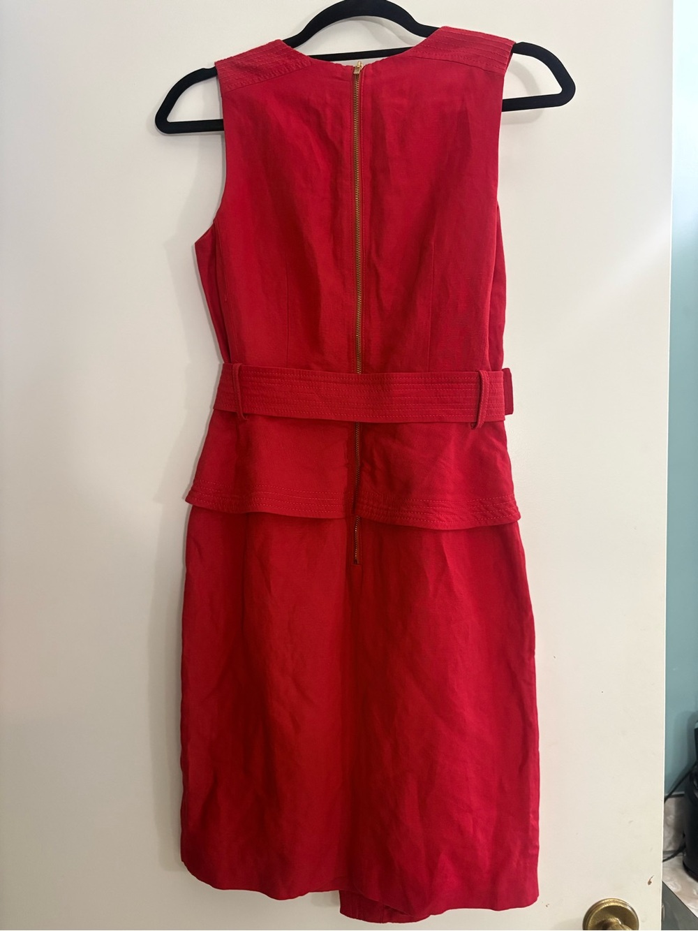 Banana Republic Red Sleeveless Belted Peplum Midi Dress - Picture 3 of 5